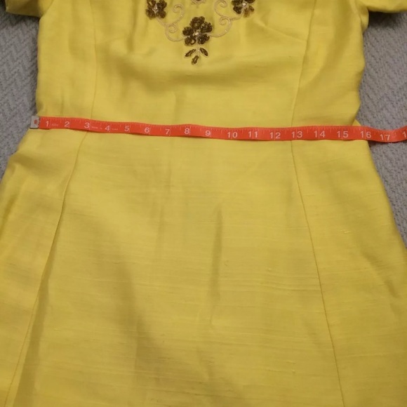 Sylvia Ann Union Made Canary Yellow Beaded Dress - Picture 6 of 8